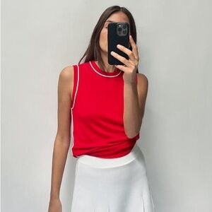 ZARA CONTRAST TRIM RED TANK TOP